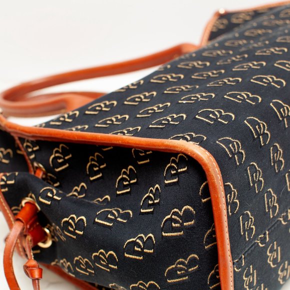 Dooney & Bourke Canvas Black Canvas Signature Logo Tote Bag - Picture 8 of 12